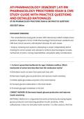 ATI PHARMACOLOGY 2026&sol;2027 &vert; ATI RN PHARMACOLOGY PROCTORED EXAM & CMS STUDY GUIDE WITH PRACTICE QUESTIONS AND DETAILED RATIONALES