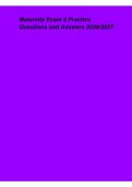 Maternity Exam 2 Practice Questions and Answers 2026&ndash;2027 &ndash; Comprehensive Maternity Nursing Exam Review and Study Guide