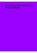 Maternity Final Exam Questions and Answers 2026&ndash;2027 &ndash; Comprehensive Maternity Nursing Study Guide&comma; Practice Questions and Exam Review