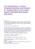 Unit 1&colon;Biology Basics &colon; Concept 1 Complete Questions And Answers A&plus; Verified 100&percnt; Correct Latest Update 2025&sol;2026 Guaranteed Pass Exam