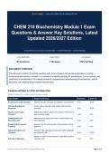 CHEM 210 Biochemistry Module 1 Exam Questions & Answer Key Solutions&comma; Latest Updated 2026&sol;2027 Edition