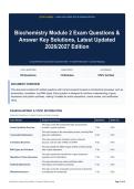 Biochemistry Module 2 Exam Questions & Answer Key Solutions&comma; Latest Updated 2026&sol;2027 Edition