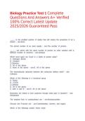 Biology Practice Test 1 Complete Questions And Answers A&plus; Verified 100&percnt; Correct Latest Update 2025&sol;2026 Guaranteed Pass