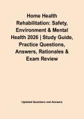 Home Health Rehabilitation&colon; Safety&comma; Environment & Mental Health 2026 &vert; Study Guide&comma; Practice Questions&comma; Answers&comma; Rationales & Exam Review&NewLine;&NewLine;