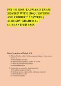 PSY 101 SDSU LAUMAKIS EXAM &NewLine;2026&sol;2027 WITH 150 QUESTIONS &NewLine;AND CORRECT ANSWERS &vert; &NewLine;ALREADY GRADED A&plus; &vert; &NewLine;GUARANTEED PASS