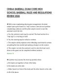 OHSAA BASEBALL EXAM CORE HIGH&NewLine;SCHOOL BASEBALL RULES AND REGULATIONS&NewLine;REVIEW 2026