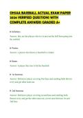 OHSAA BASEBALL ACTUAL EXAM PAPER&NewLine;2026 VERIFIED QUESTIONS WITH&NewLine;COMPLETE ANSWERS GRADED A&plus;