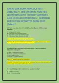 AAERT CDR EXAM PRACTICE TEST 2026&sol;2027 &vert; 200 ORIGINAL PRACTICE QUESTIONS WITH CORRECT ANSWERS AND DETAILED RATIONALES &vert; CERTIFIED DEPOSITION REPORTER EXAM PREP &vert;latest&excl;&excl;