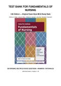 Test Bank for Fundamentals of Nursing 12th Edition by Patricia A&period; Potter&semi; Anne G&period; Perry&vert; 9780443124068&vert; All Chapters 1-50