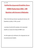 Certified Developmental Disabilities Nurse &lpar;CDDN&rpar; Practice Exam 2026 &vert; 200 Questions with Answers & Rationales &vert; DDNA Certification Test Bank &ndash; Verified A&plus; Study Guide