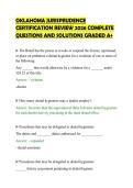 OKLAHOMA JURISPRUDENCE&NewLine;CERTIFICATION REVIEW 2026 COMPLETE&NewLine;QUESTIONS AND SOLUTIONS GRADED A&plus;