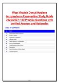 West Virginia - Dental Hygiene Jurisprudence Examination With Actual Questions Verified Answers &vert; Complete Package Bundle