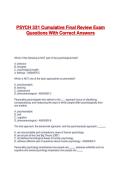 PSYCH 331 Cumulative Final Review Exam Questions With Correct Answers