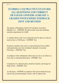 FLORIDA CAM PRACTICE EXAM 2026&NewLine;ALL QUESTIONS AND CORRECT&NewLine;DETAILED ANSWERS ALREADY A&NewLine;GRADED WITH EXPERT FEEDBACK&NewLine;&vert;NEW AND REVISED