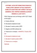 SYSTEMIC LUPUS ERYTHEMATOSUS EXAM &sol;SLE &NewLine;EXAM LATEST 2026&sol;2027 ACTUAL EXAM WITH &NewLine;COMPLETE QUESTIONS AND CORRECT DETAILED &NewLine;ANSWERS &lpar;100&percnt; VERIFIED ANSWERS&rpar; &vert;ALREADY &NewLine;GRADED A&plus;&vert; &vert;JUST OUT&excl;&excl;&excl;