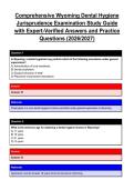 Wyoming Dental Hygiene Jurisprudence Exam &vert; Actual Questions and Verified Answers &vert; Complete Package Bundle