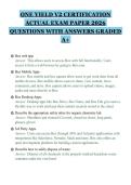 ONE YIELD V2 CERTIFICATION&NewLine;ACTUAL EXAM PAPER 2026&NewLine;QUESTIONS WITH ANSWERS GRADED&NewLine;A&plus;&NewLine;