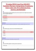 Wyoming MPJE Exam Prep 2026&sol;2027&colon; Multistate Pharmacy Jurisprudence Examination Study Guide with 130 Verified Questions&comma; Answers&comma; and Rationales