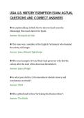 UGA U&period;S&period; HISTORY EXEMPTION EXAM ACTUAL&NewLine;QUESTIONS AND CORRECT ANSWERS