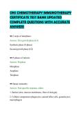 ONS CHEMOTHERAPY IMMUNOTHERAPY&NewLine;CERTIFICATE TEST BANK UPDATED&NewLine;COMPLETE QUESTIONS WITH ACCURATE&NewLine;ANSWERS