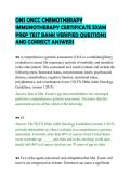ONS ONCC CHEMOTHERAPY&NewLine;IMMUNOTHERAPY CERTIFICATE EXAM&NewLine;PREP TEST BANK VERIFIED QUESTIONS&NewLine;AND CORRECT ANSWERS&NewLine;