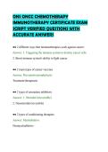 ONS ONCC CHEMOTHERAPY&NewLine;IMMUNOTHERAPY CERTIFICATE EXAM&NewLine;SCRIPT VERIFIED QUESTIONS WITH&NewLine;ACCURATE ANSWERS&NewLine;