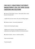 ONS ONCC CHEMOTHERAPY BIOTHERAPY&NewLine;IMMUNOTHERAPY 2026 TEST PAPER SOLVED&NewLine;QUESTIONS AND SOLUTIONS