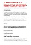 ATI PEDIATRICS 2026&sol;2027 &vert; ATI RN PEDIATRIC NURSING PROCTORED EXAM & CMS PRACTICE QUESTIONS WITH CORRECT ANSWERS AND DETAILED RATIONALES