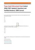 Texas Code Enforcement Exam &lpar;Latest&NewLine;2026&sol; 2027 Update&rpar;&vert; Questions and&NewLine;Verified Answers&vert; 100&percnt; Correct