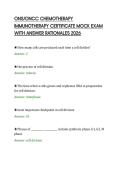 ONS&sol;ONCC CHEMOTHERAPY&NewLine;IMMUNOTHERAPY CERTIFICATE MOCK EXAM&NewLine;WITH ANSWER RATIONALES 2026&NewLine;
