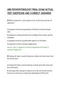 UNE PATHOPHYSIOLOGY FINAL EXAM ACTUAL&NewLine;TEST QUESTIONS AND CORRECT ANSWERS