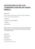 UNE PATHOPHYSIOLOGY FINAL EXAM&NewLine;COMPREHENSIVE QUESTIONS AND ANSWERS&NewLine;GRADED A&plus;&NewLine;
