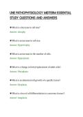 UNE PATHOPHYSIOLOGY MIDTERM ESSENTIAL&NewLine;STUDY QUESTIONS AND ANSWERS