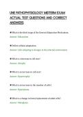 UNE PATHOPHYSIOLOGY MIDTERM EXAM&NewLine;ACTUAL TEST QUESTIONS AND CORRECT&NewLine;ANSWERS