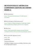 UNE PATHOPHYSIOLOGY MIDTERM EXAM&NewLine;COMPREHENSIVE QUESTIONS AND ANSWERS&NewLine;GRADED A&plus;
