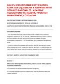 DAU PM PRACTITIONER CERTIFICATION EXAM 2026 &vert; QUESTIONS & ANSWERS WITH DETAILED RATIONALES &vert; ADAPTIVE ACQUISITION FRAMEWORK&comma; PROGRAM MANAGEMENT&comma; COST & EVM