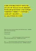 CODE ENFORCEMENT OFFICER &NewLine;&lpar;STATE OF TEXAS&rpar; EXAM 2026&sol;2027 &NewLine;WITH 250 QUESTIONS AND EXPERT&NewLine;VERIFIED CORRECT ANSWERS &vert; &NewLine;ALREADY GRADED A&plus; &vert; &NewLine;GUARANTEED SUCCESS