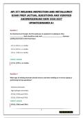 API 577 WELDING INSPECTION AND METALLURGY EXAM PREP &vert;ACTUAL QUESTIONS AND VERIFIED ANSWERS&vert;BRAND NEW 2026-2027 UPDATE&vert;GRADED A&plus;