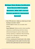 Michigan State Brakes Certification &NewLine;Exam Newest 2026 Complete &NewLine;Questions &vert; With 100&percnt; Correct &NewLine;Answers graded A&plus; Guaranteed &NewLine;Success&excl;&excl;