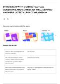 SVMO EXAM WITH CORRECT ACTUAL QUESTIONS AND CORRECTLY WELL DEFINED ANSWERS LATEST ALREADY GRADED A&plus;