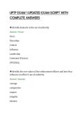 UPTP EXAM 1 UPDATED EXAM SCRIPT WITH&NewLine;COMPLETE ANSWERS
