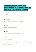 US EPA MODEL LEAD INSPECTOR&NewLine;CERTIFICATION EVALUATION COMPLETE&NewLine;QUESTIONS AND VERIFIED ANSWERS
