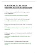 US HEALTHCARE SYSTEM TESTED&NewLine;QUESTIONS AND COMPLETE SOLUTIONS