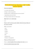 NUR 168 Final Exam Questions with Verified&NewLine;Correct Answers