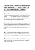 ONTARIO PRIVATE INVESTIGATOR EXAM 2026&NewLine;FINAL REVIEW PACK COMPLETE QUESTION&NewLine;SET AND CORE CONCEPT SUMMARY