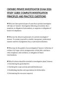 ONTARIO PRIVATE INVESTIGATOR EXAM 2026&NewLine;STUDY GUIDE COMPLETE INVESTIGATION&NewLine;PRINCIPLES AND PRACTICE QUESTIONS