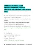 OPEN WATER DIVER COURSE&NewLine;KNOWLEDGE REVIEW UPDATED&NewLine;QUESTIONS AND ANSWERS FULL REVIEW&NewLine;SHEET&NewLine;