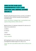 OPEN WATER DIVER QUIZ 1&NewLine;COMPREHENSIVE STUDY GUIDE&NewLine;QUESTIONS AND VERIFIED ANSWERS&NewLine;GRADED A&plus;
