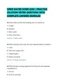 OPEN WATER DIVER QUIZ 1 PRACTICE&NewLine;SOLUTION TESTED QUESTIONS WITH&NewLine;COMPLETE ANSWERS BUNDLED