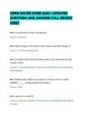 OPEN WATER DIVER QUIZ 1 UPDATED&NewLine;QUESTIONS AND ANSWERS FULL REVIEW&NewLine;SHEET&NewLine;